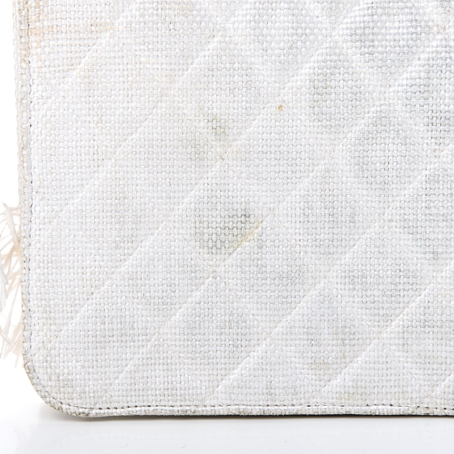 Chanel Woven Raffia Quilted CC Fringe Flap White 17 of 20