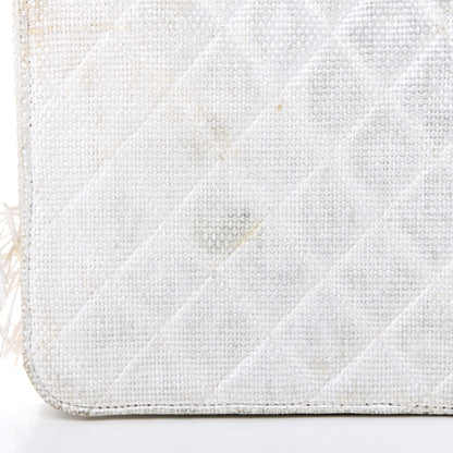 Chanel Woven Raffia Quilted CC Fringe Flap White 17 of 20