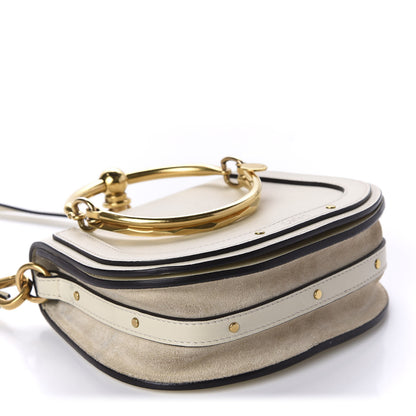Chloe Calfskin Suede Small Nile Bracelet Bag Off White 4 of 12