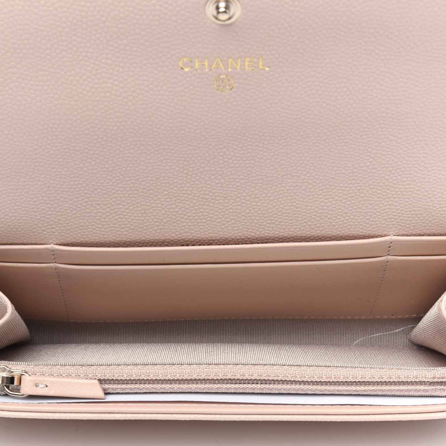 Caviar Pearl Quilted Coco Candy Wallet Beige