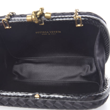 Bottega Veneta Satin Ayers Intrecciato Chain Knot Clutch Black 5 of 9