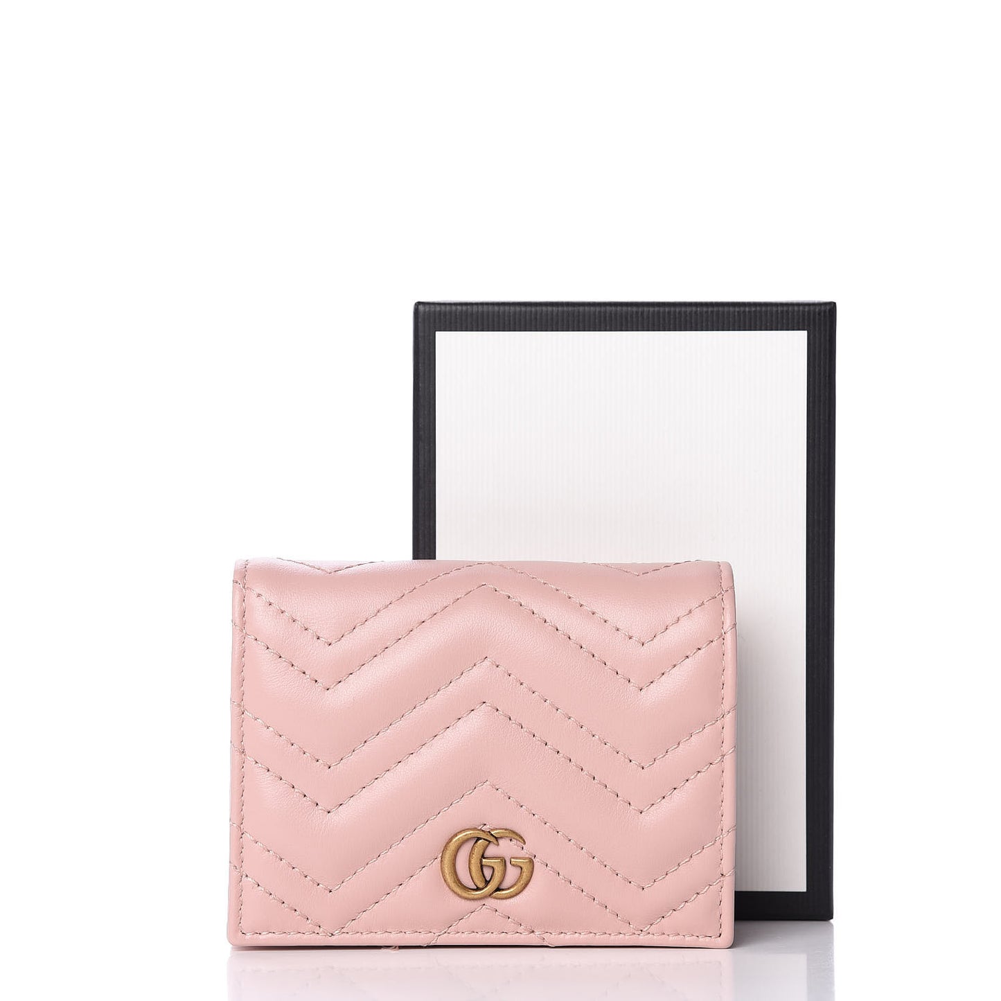Calfskin Matelasse GG Marmont Card Case Wallet Perfect Pink