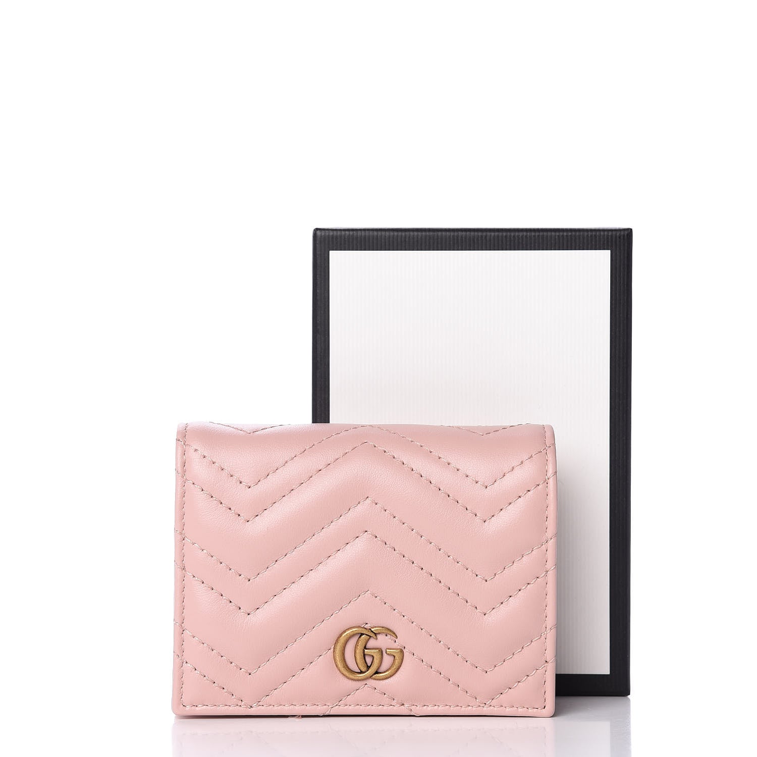 Gucci Calfskin Matelasse GG Marmont Card Case Wallet Perfect Pink 9 of 9
