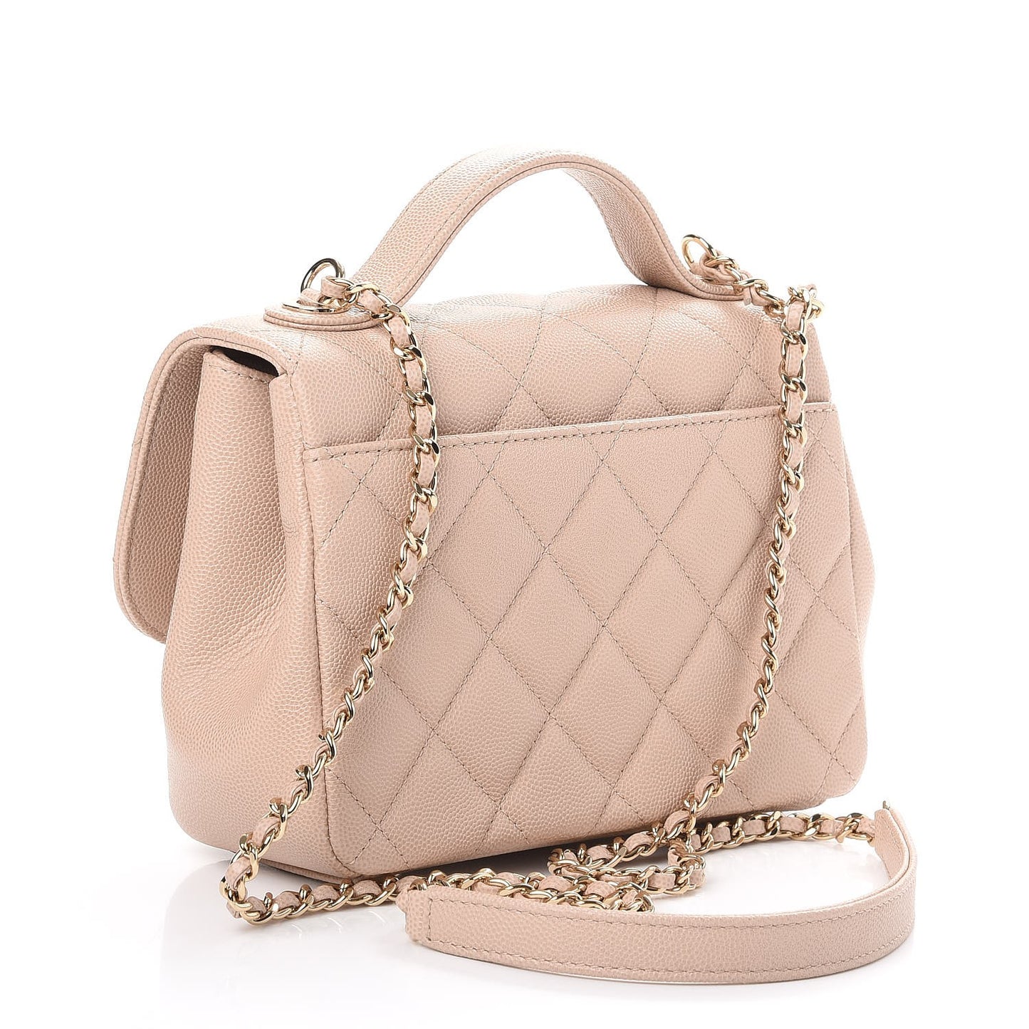 Caviar Quilted Small Business Affinity Flap Beige