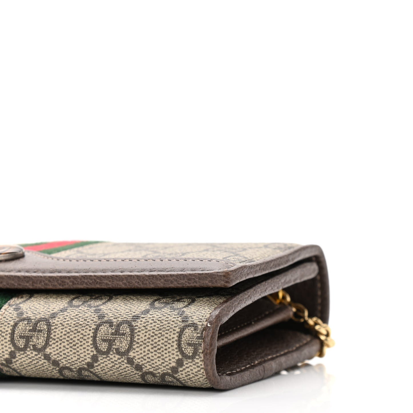 GG Supreme Monogram Web Ophidia Wallet On Chain Brown