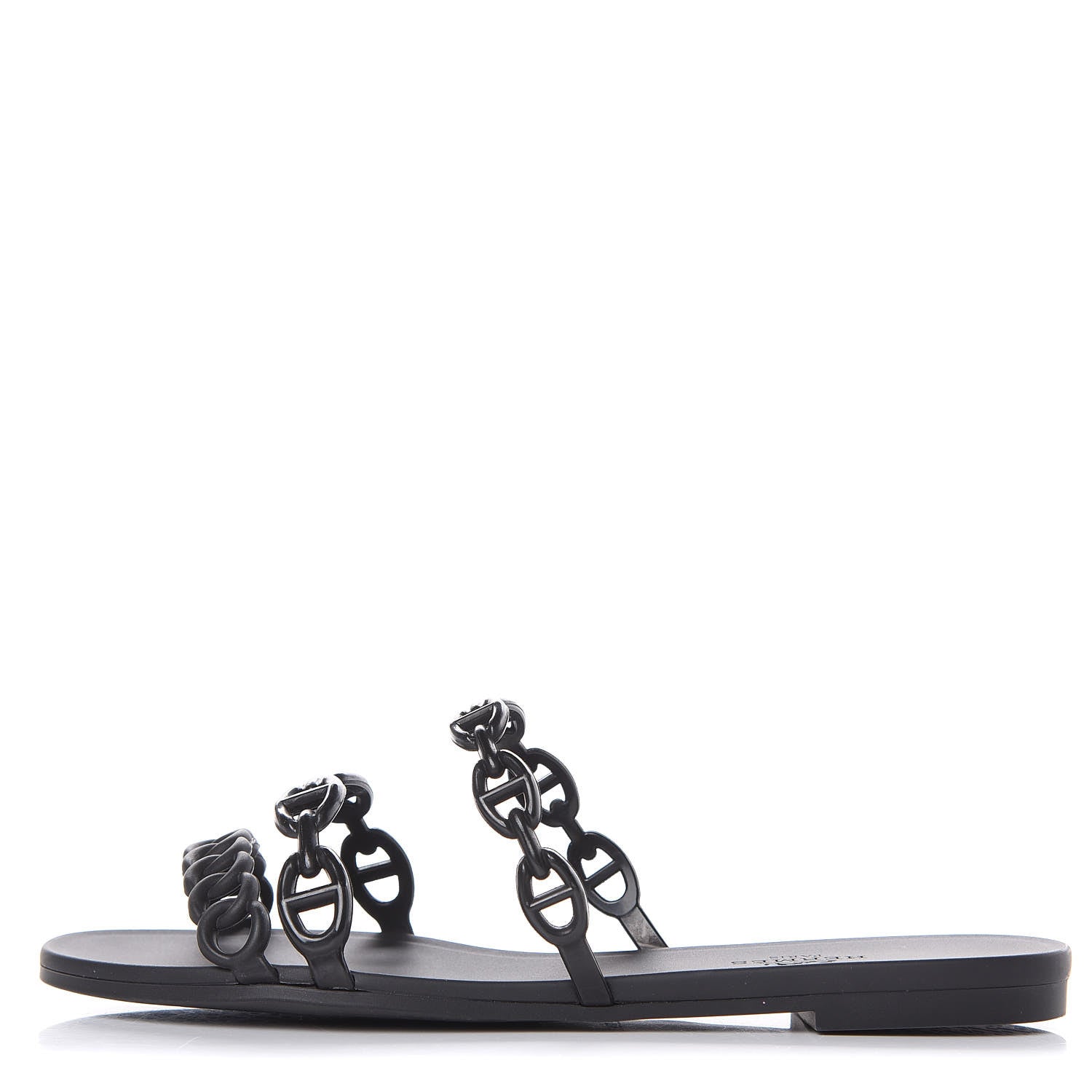 Hermes Rubber Chaine d'Ancre Rivage Sandals 35 Black 1 of 8