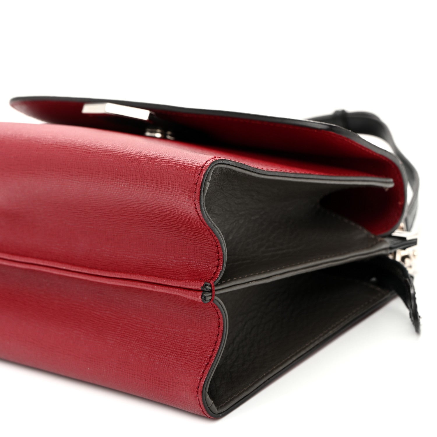 Fendi Vitello Elite Monster Mini Demi Jour Shoulder Bag Ribes Grigio Polvere Carbone 10 of 10