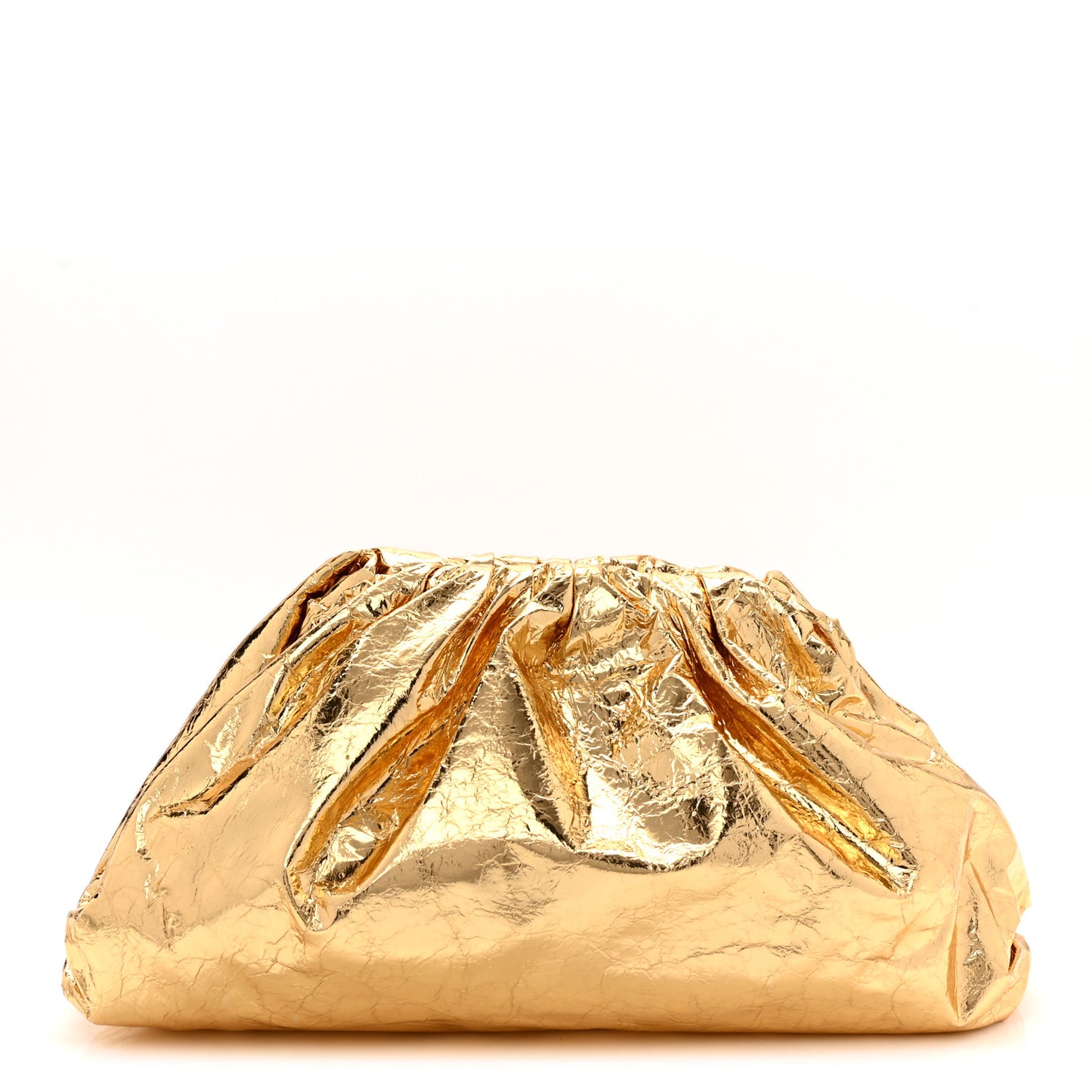 Metallic Crinkled Lambskin The Pouch Oversized Clutch Oro