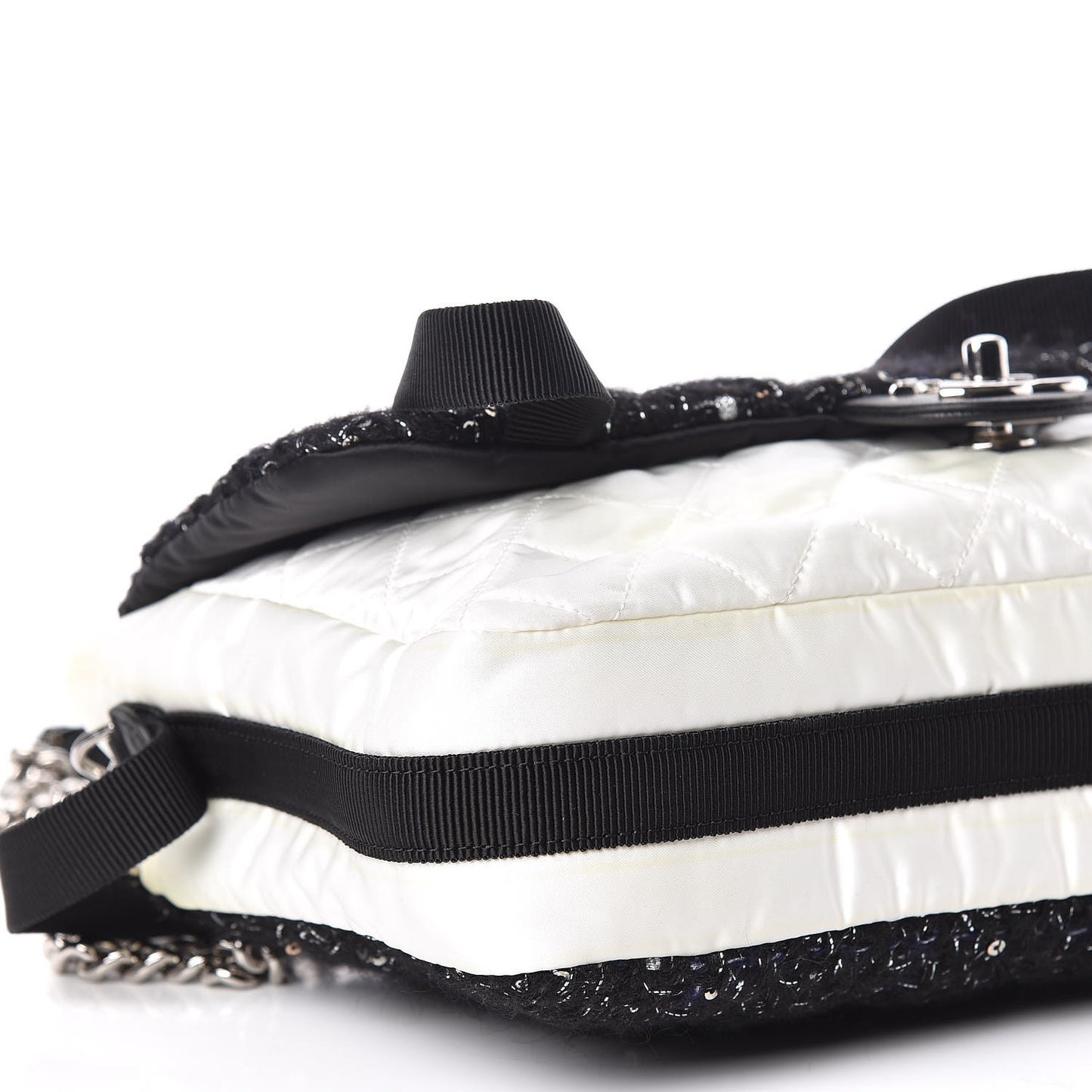Tweed Nylon Quilted Astronaut Essentials Flap Black White