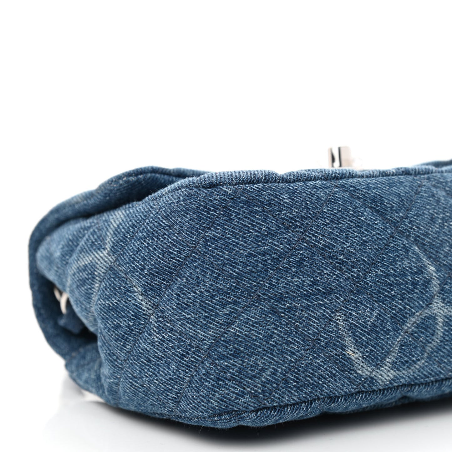 Denim CC Quilted Mini Square Flap Blue