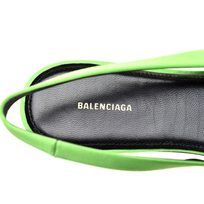 Balenciaga Satin BB Knife Pointy Toe Slingback Flats 39 Neon Green 7 of 10