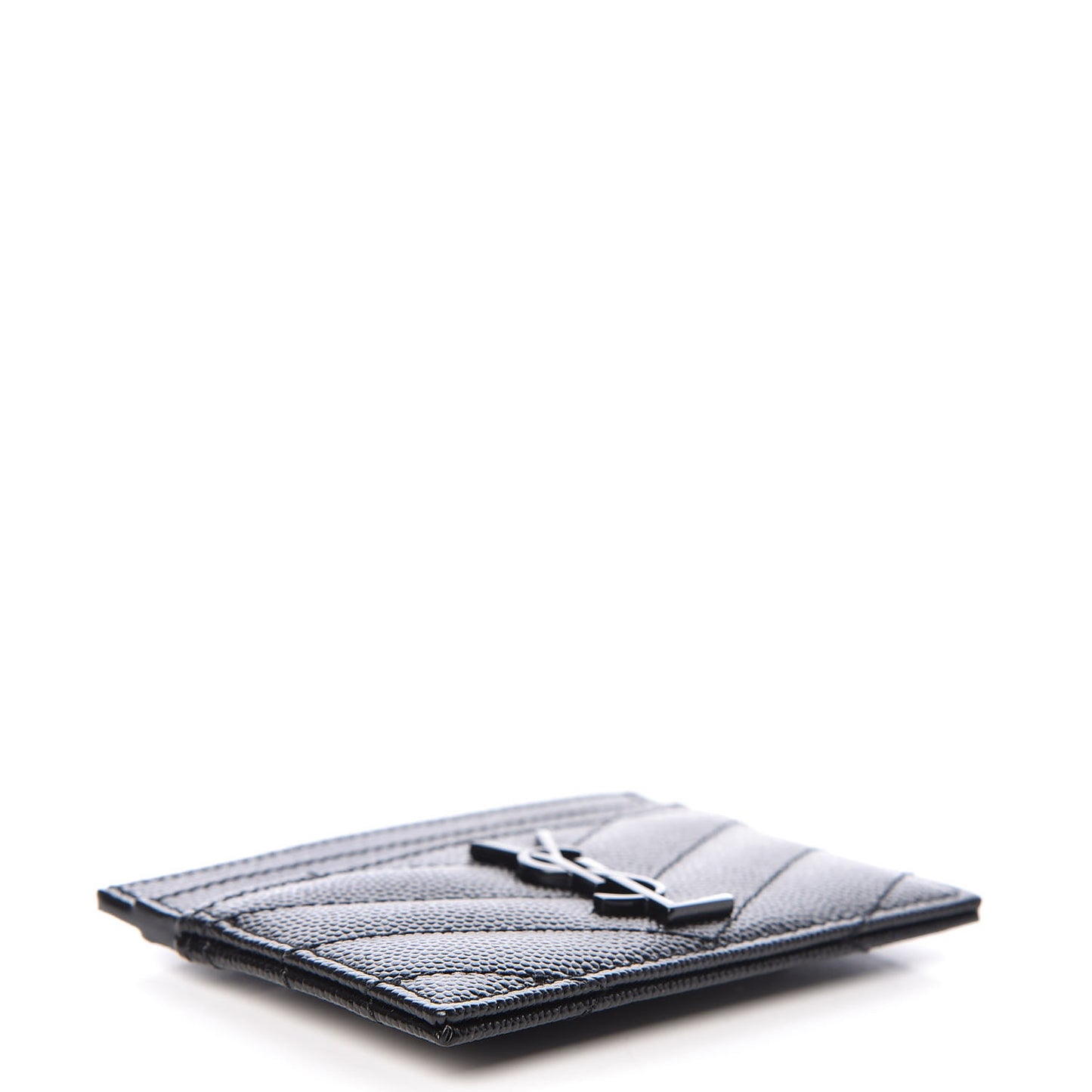 Grain De Poudre Matelasse Chevron Monogram Credit Card Case Black