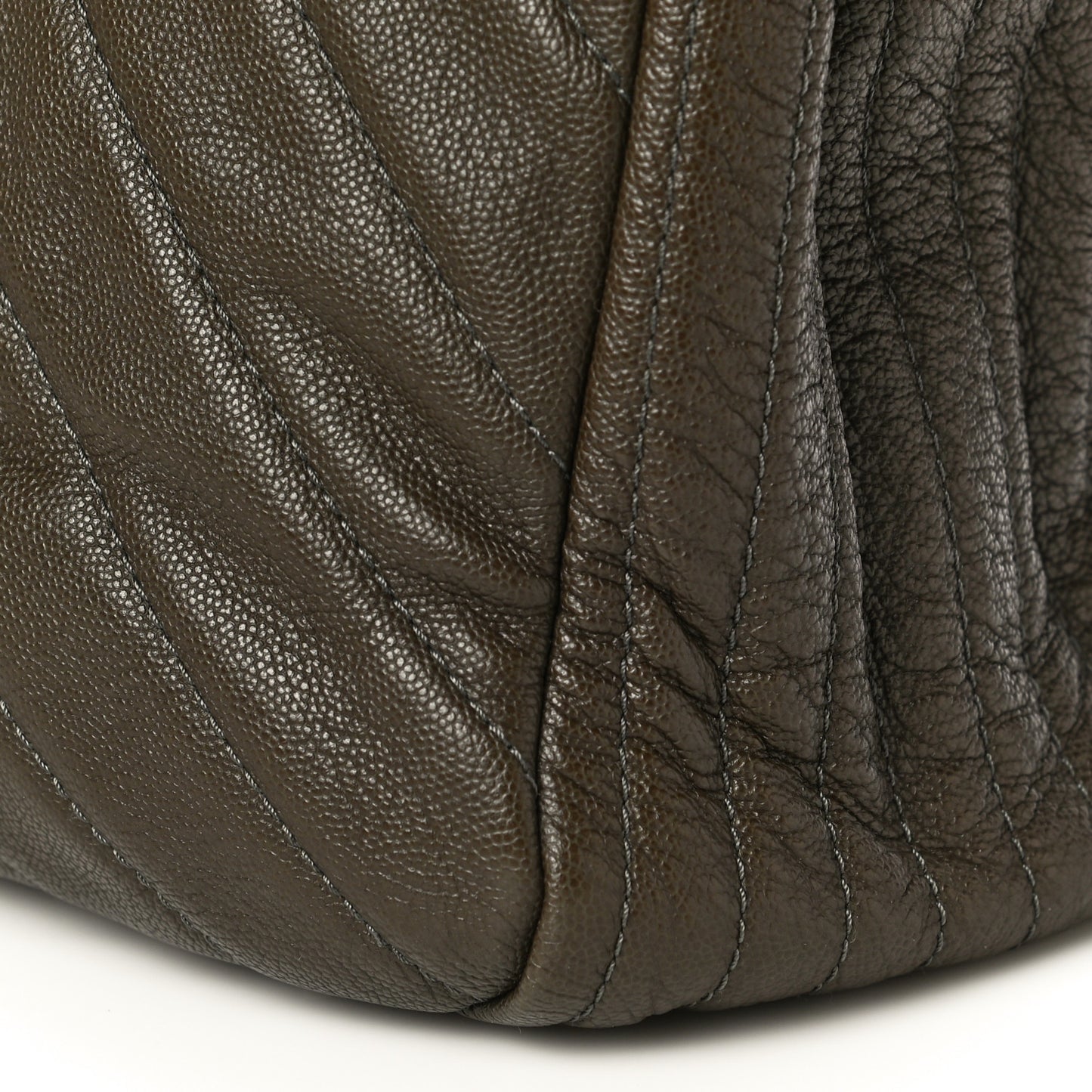 Calfskin Chevron Quilted XXL Travel Flap Bag Khaki