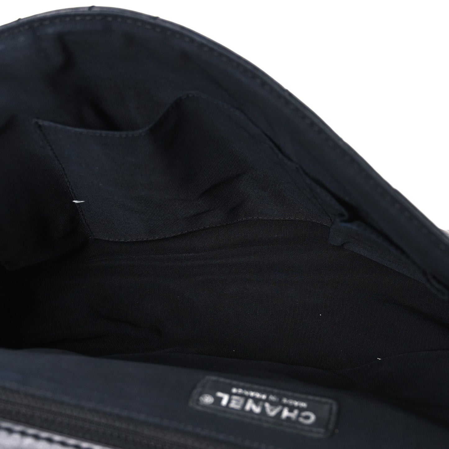Lambskin Surpique Chevron Large Single Flap Black