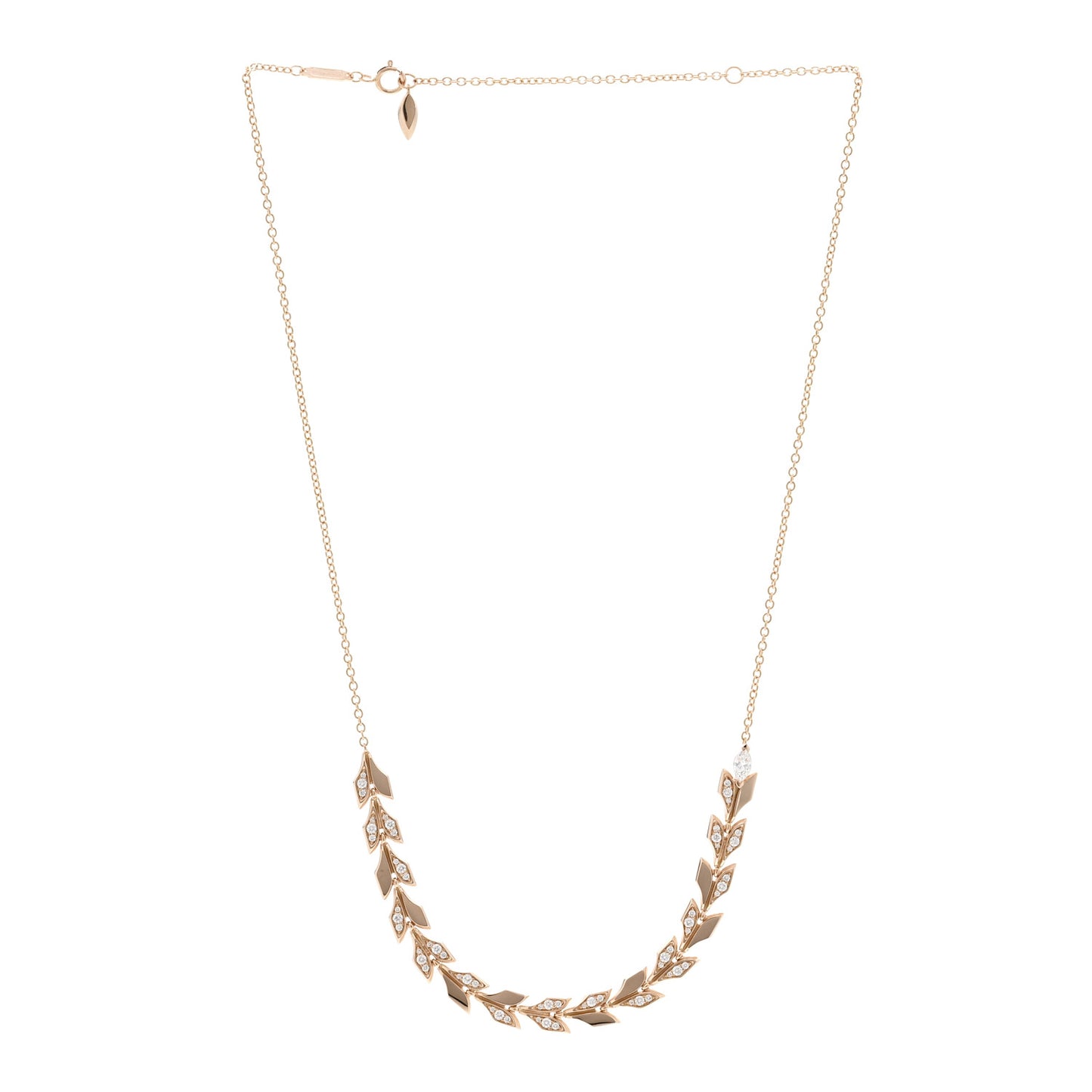 18K Rose Gold Diamond Victoria Vine East West Necklace