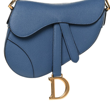 Christian Dior Grained Calfskin Mini Saddle Bag Denim Blue 8 of 10