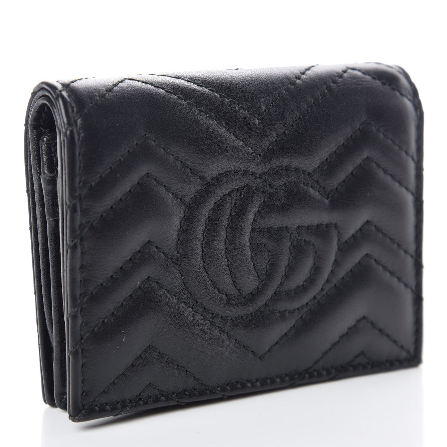 Calfskin Matelasse GG Marmont Card Case Wallet Black