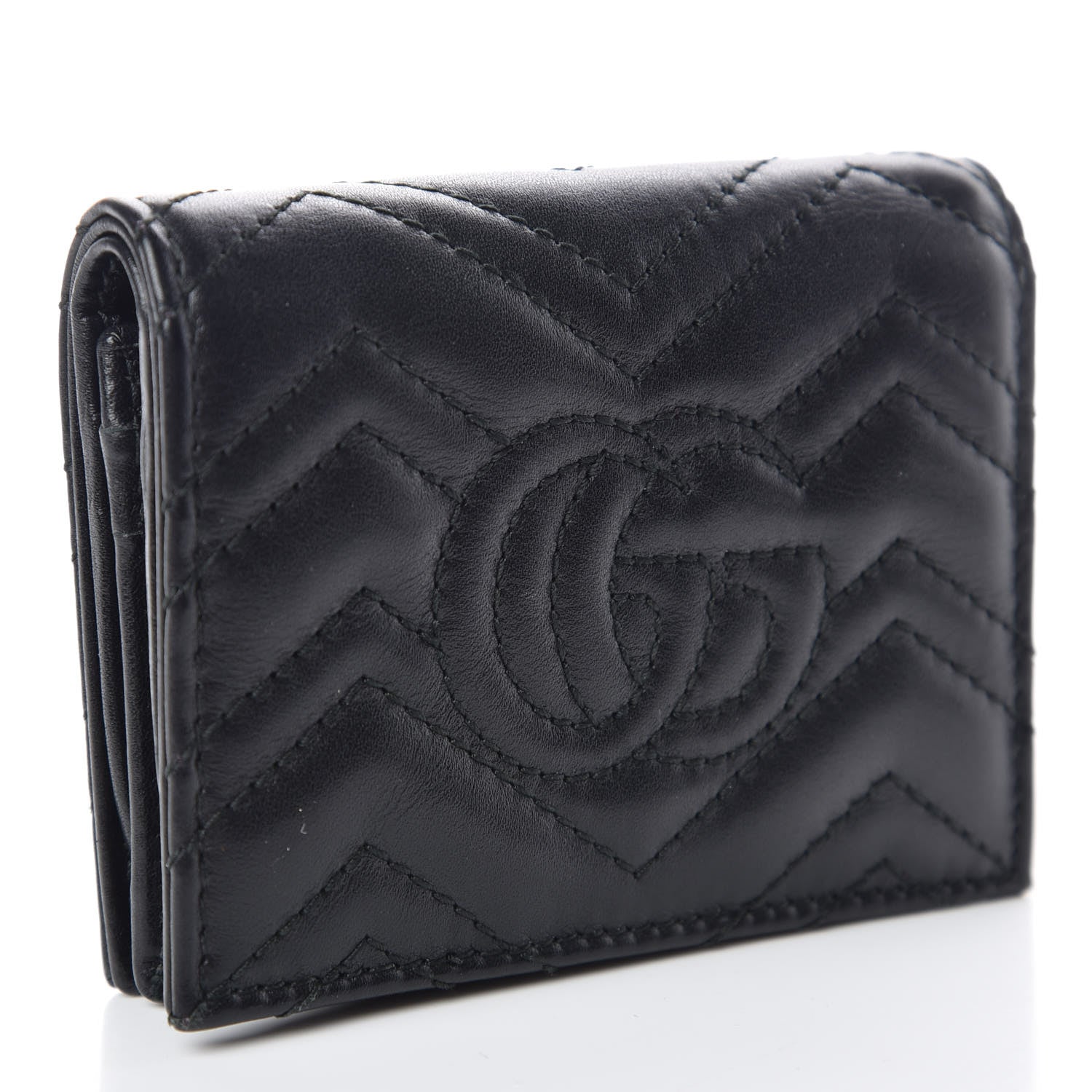 Gucci Calfskin Matelasse GG Marmont Card Case Wallet Black 3 of 7