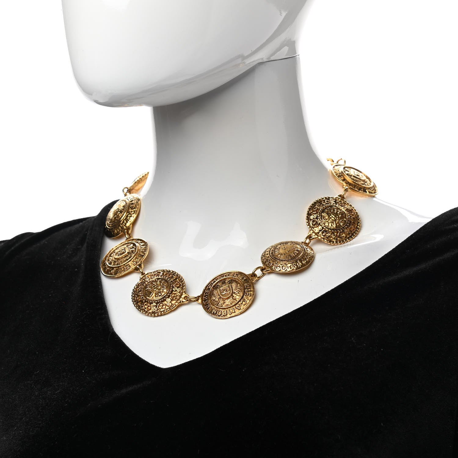 Chanel Metal CC Medallion Necklace Gold 2 of 5