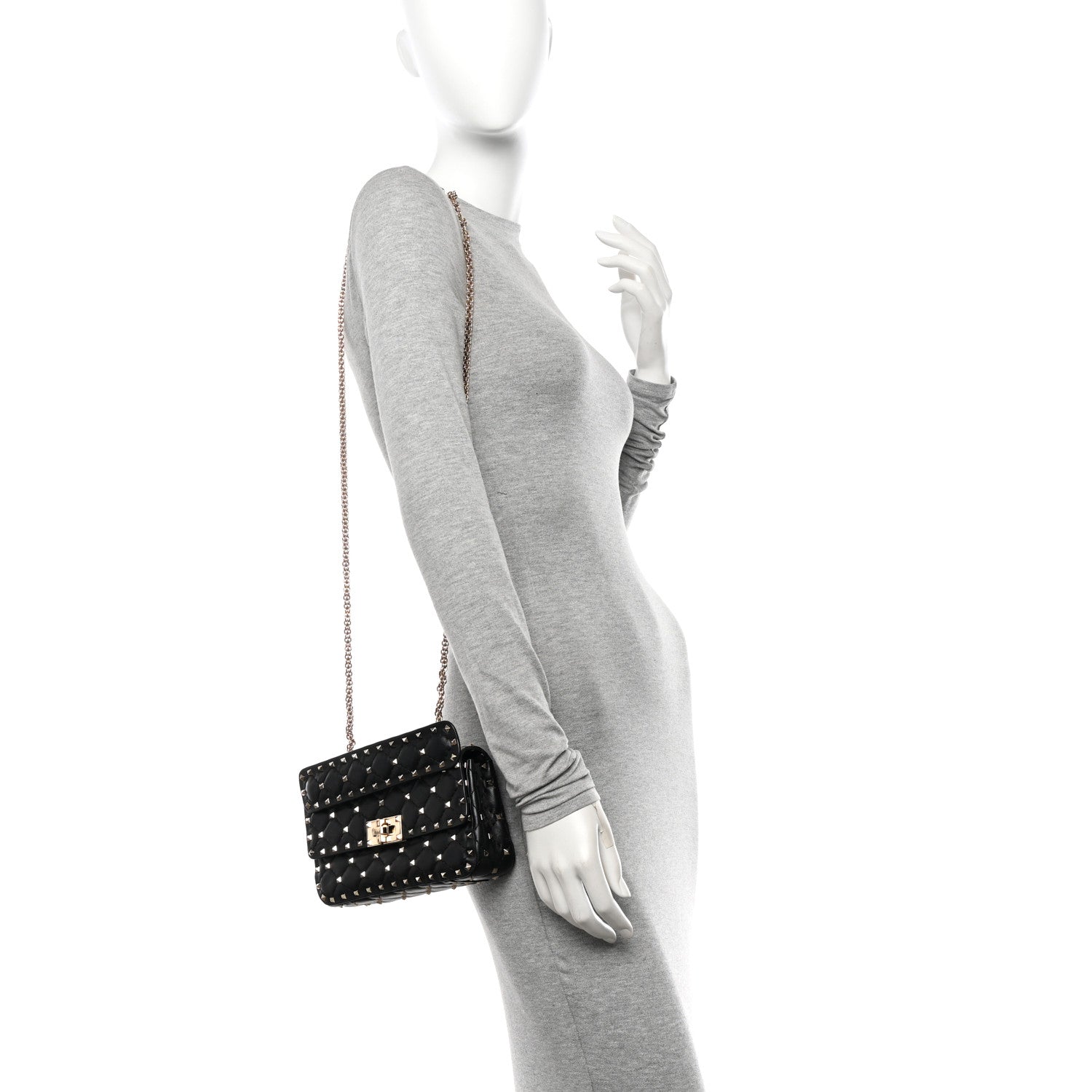 Valentino Garavani Lambskin Small Rockstud Spike Shoulder Bag Black 2 of 11