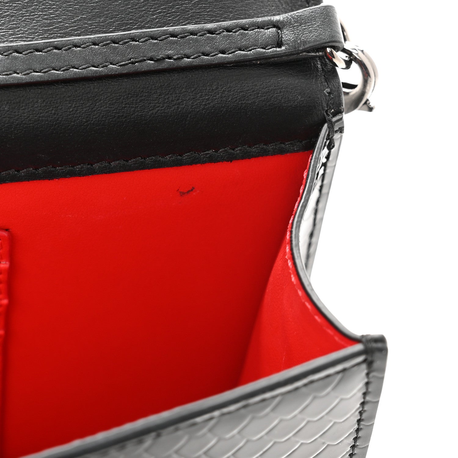 Christian Louboutin Patent Embossed Python Loubi54 Crossbody Clutch Black 10 of 13