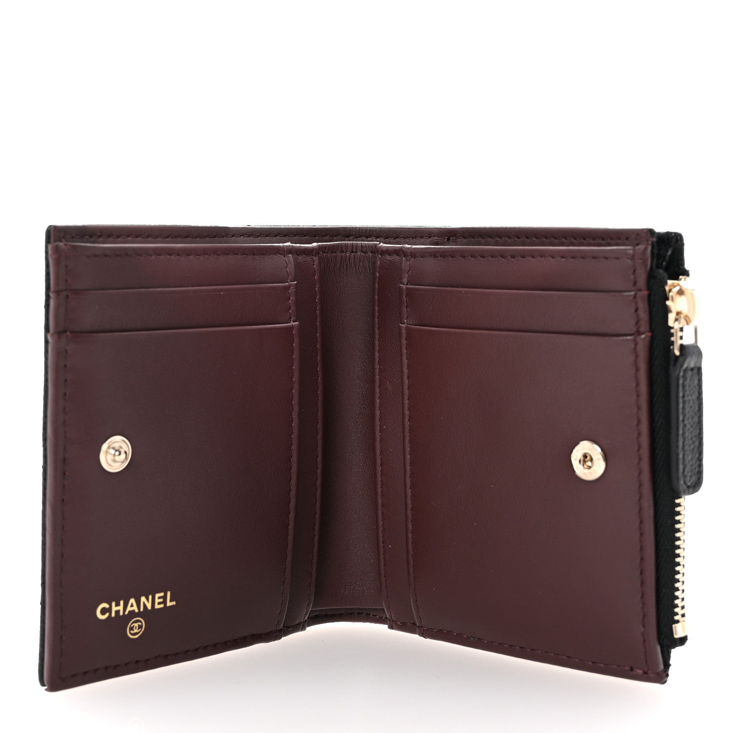 Chanel Caviar Quilted CC Zip Compact Wallet Black 5 of 9