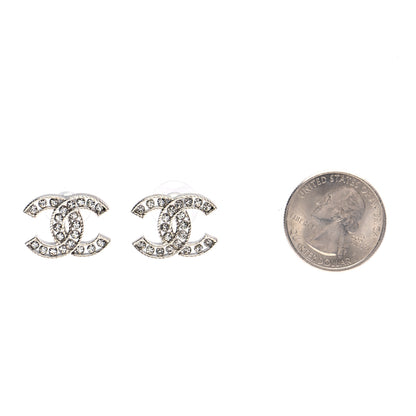 Chanel Crystal CC Chain Earrings Silver 2 of 6