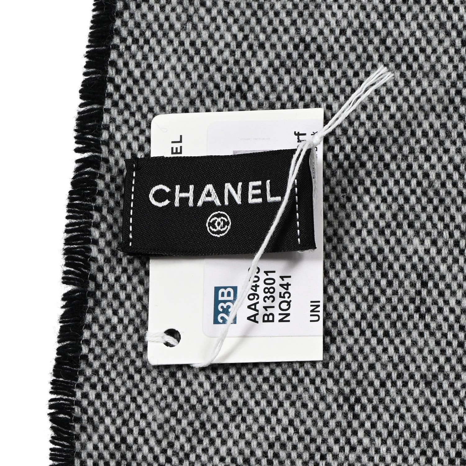 Chanel Cashmere CC Fringe Scarf Grey 4 of 5
