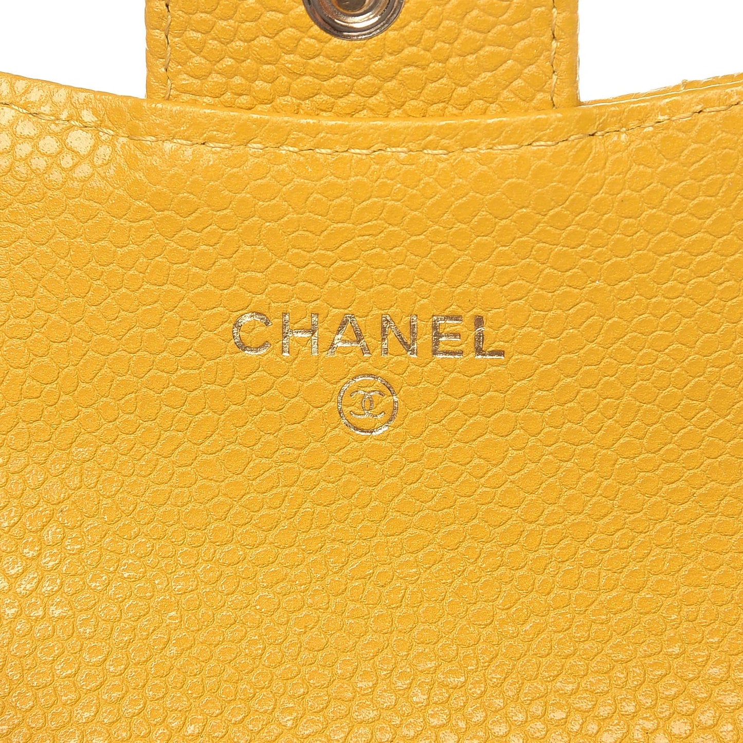Caviar Quilted Flap Card Holder Wallet Yellow