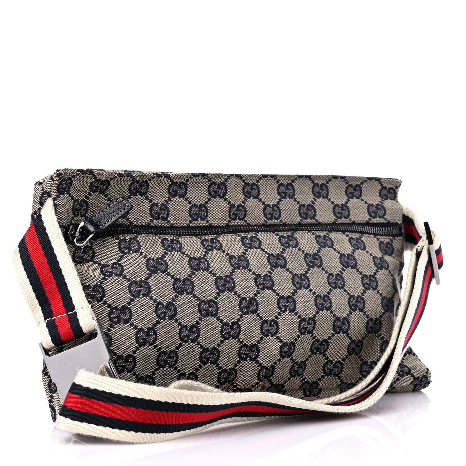 Gucci GG Monogram Web Double Pocket Belt Bag Navy 3 of 13