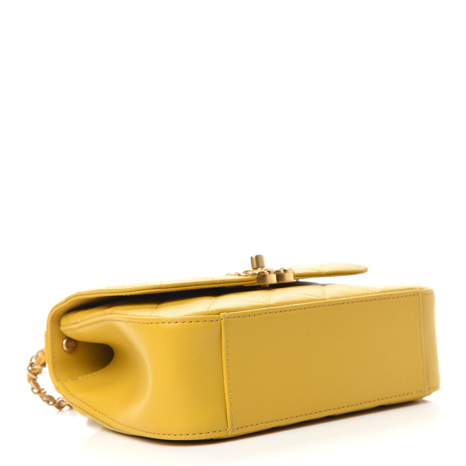 Chanel Lambskin Quilted Small Chain Infinity Top Handle Flap Yellow 4 of 15