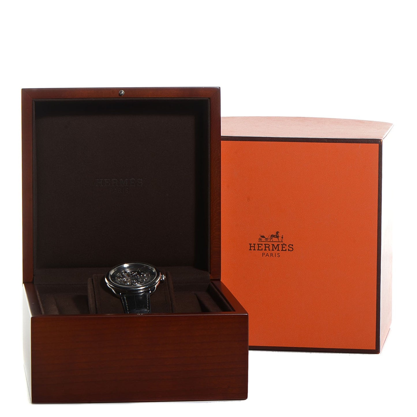 Stainless Steel Alligator 41mm Arceau Squelette Automatic Watch Noir