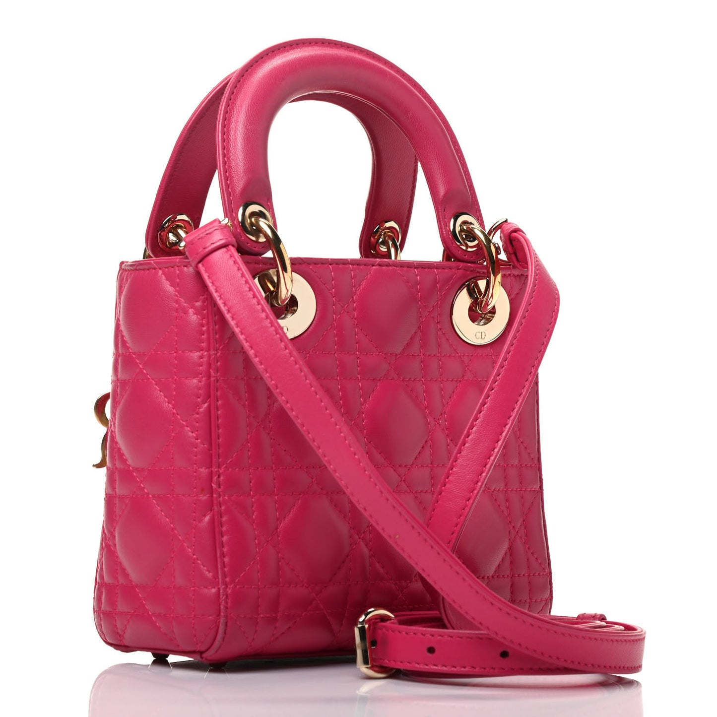 Lambskin Cannage Mini Lady Dior Fuchsia
