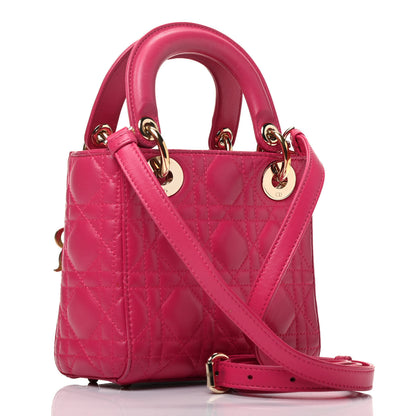 Christian Dior Lambskin Cannage Mini Lady Dior Fuchsia 4 of 10