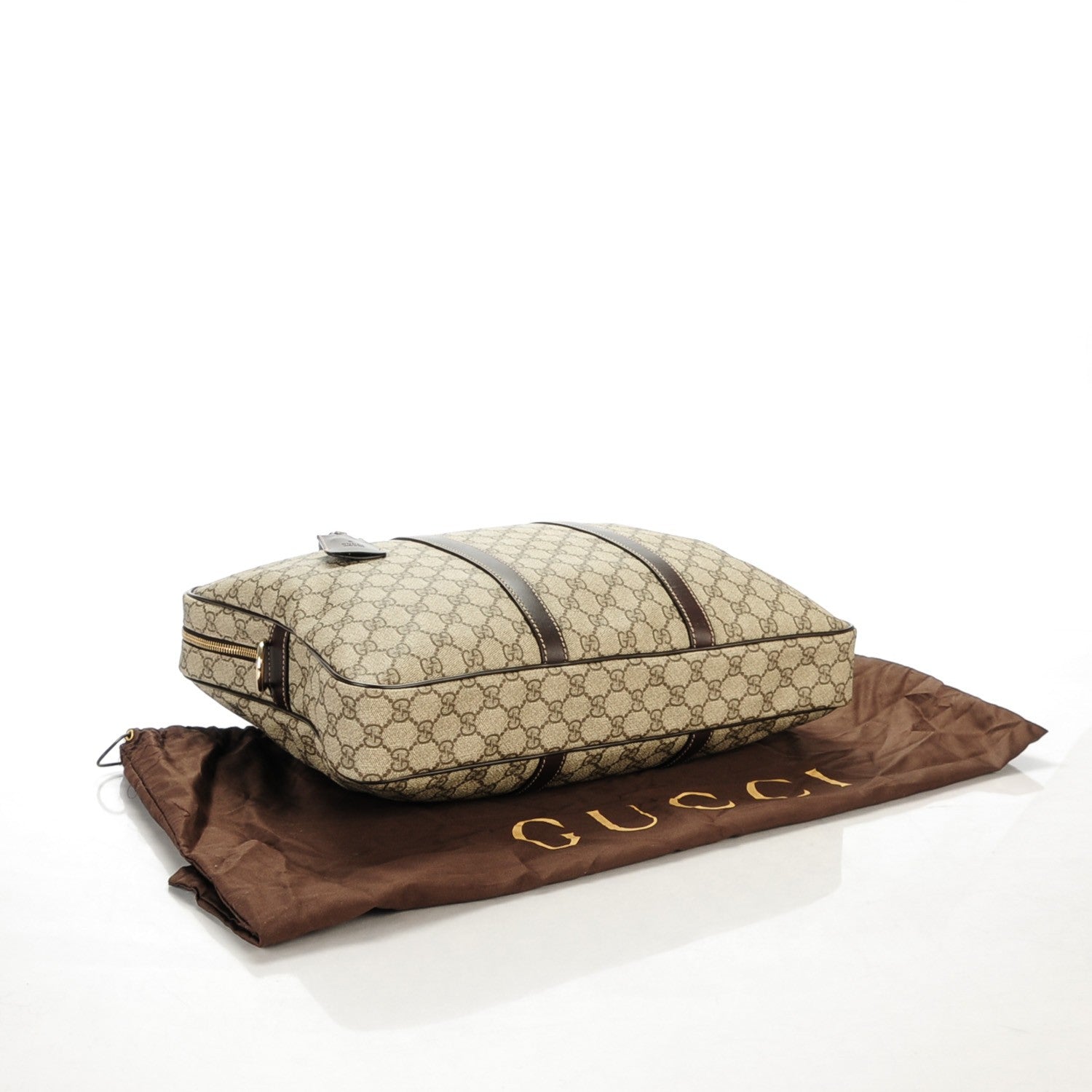 Gucci GG Supreme Monogram Selleria Calfskin Briefcase Beige Ebony Cocoa 4 of 7