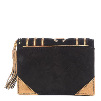 Chanel Suede Quilted Bible Book CC Clutch Black 1 of 16