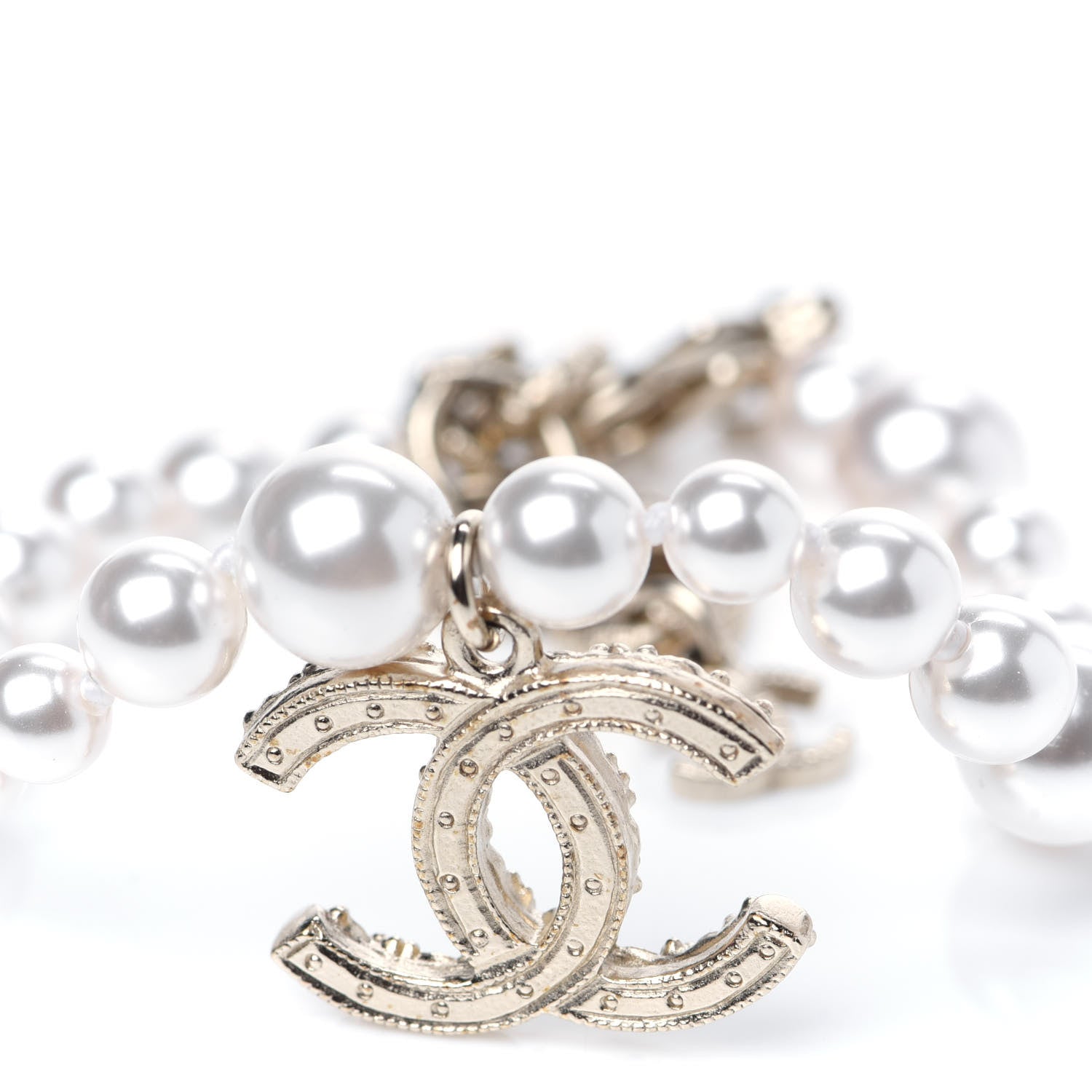 Chanel Pearl Crystal CC Bracelet Gold 5 of 7