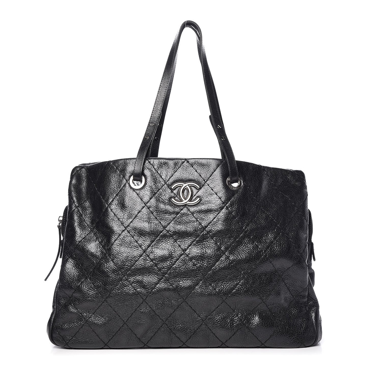 Glazed Calfskin XL On The Road Tote Black