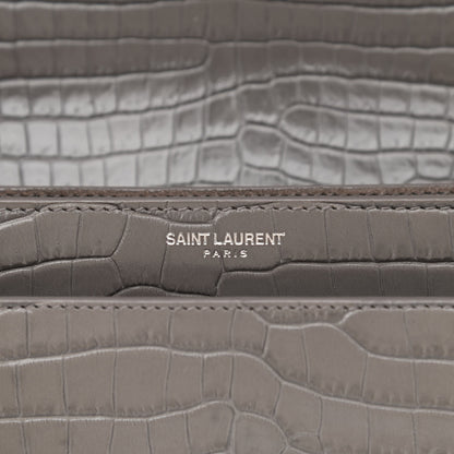 Saint Laurent Calfskin Crocodile Embossed Medium Monogram Sunset Fog 7 of 12