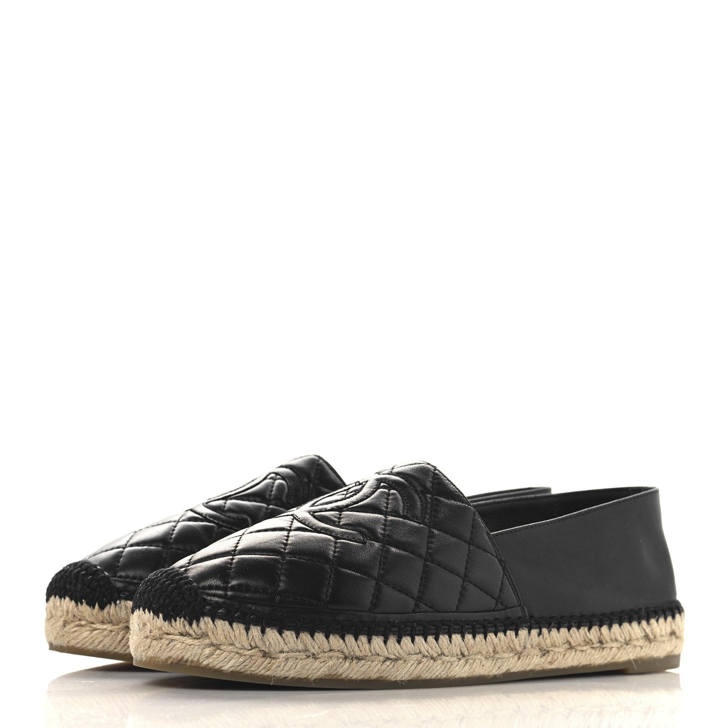 Lambskin Quilted CC Espadrilles 39 Black
