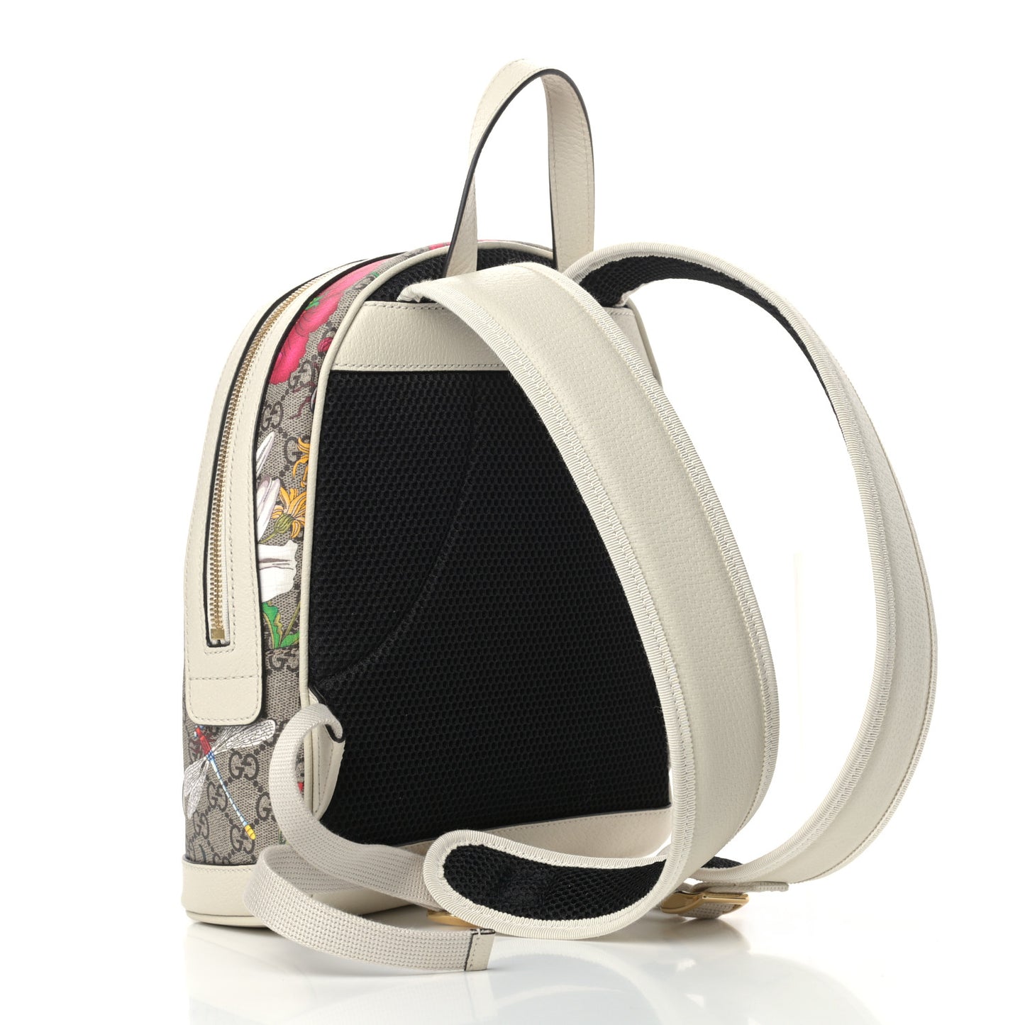 GG Supreme Monogram Flora Web Small Ophidia Day Backpack White