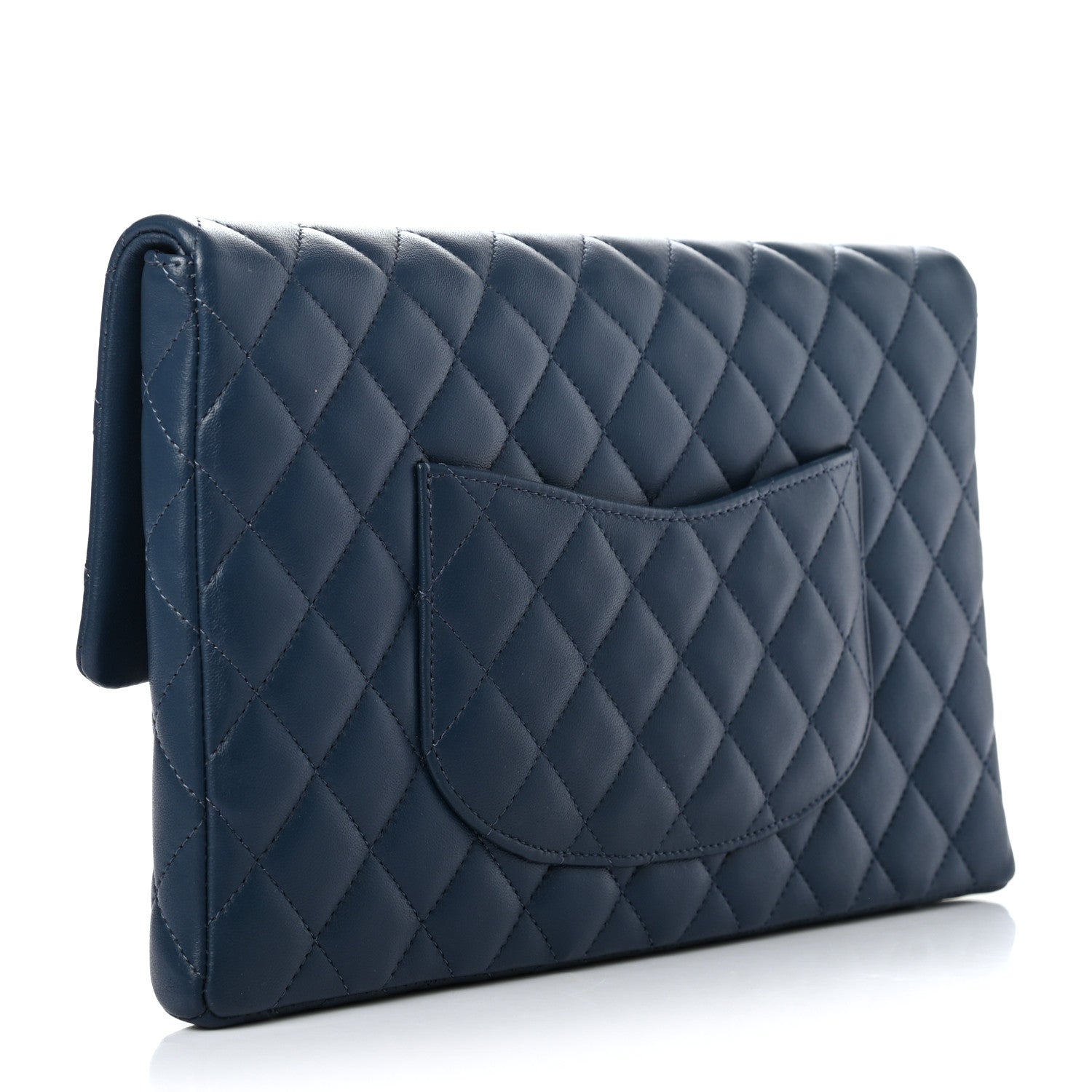 Chanel Lambskin Quilted Clutch Flap Blue 2 of 6