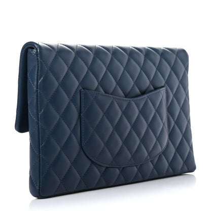 Chanel Lambskin Quilted Clutch Flap Blue 2 of 6