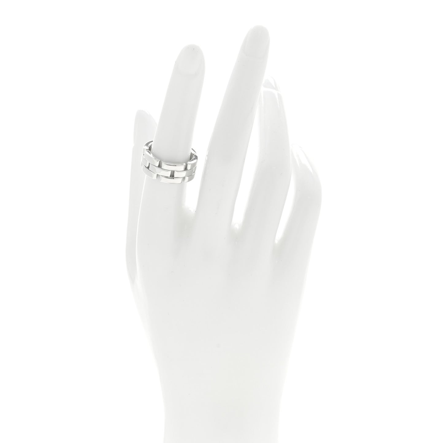 18K White Gold Maillon Panthere 3 Row Ring 52 6