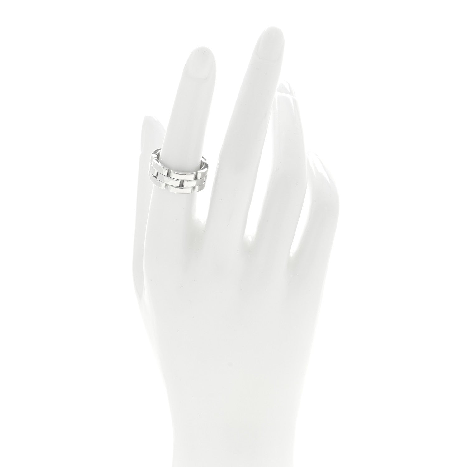 Cartier 18K White Gold Maillon Panthere 3 Row Ring 52 6 2 of 3