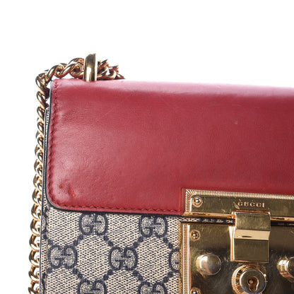 Gucci GG Supreme Monogram Moon Calfskin Small Padlock Shoulder Bag Beige Blue Hibiscus Red Mystic White 13 of 16