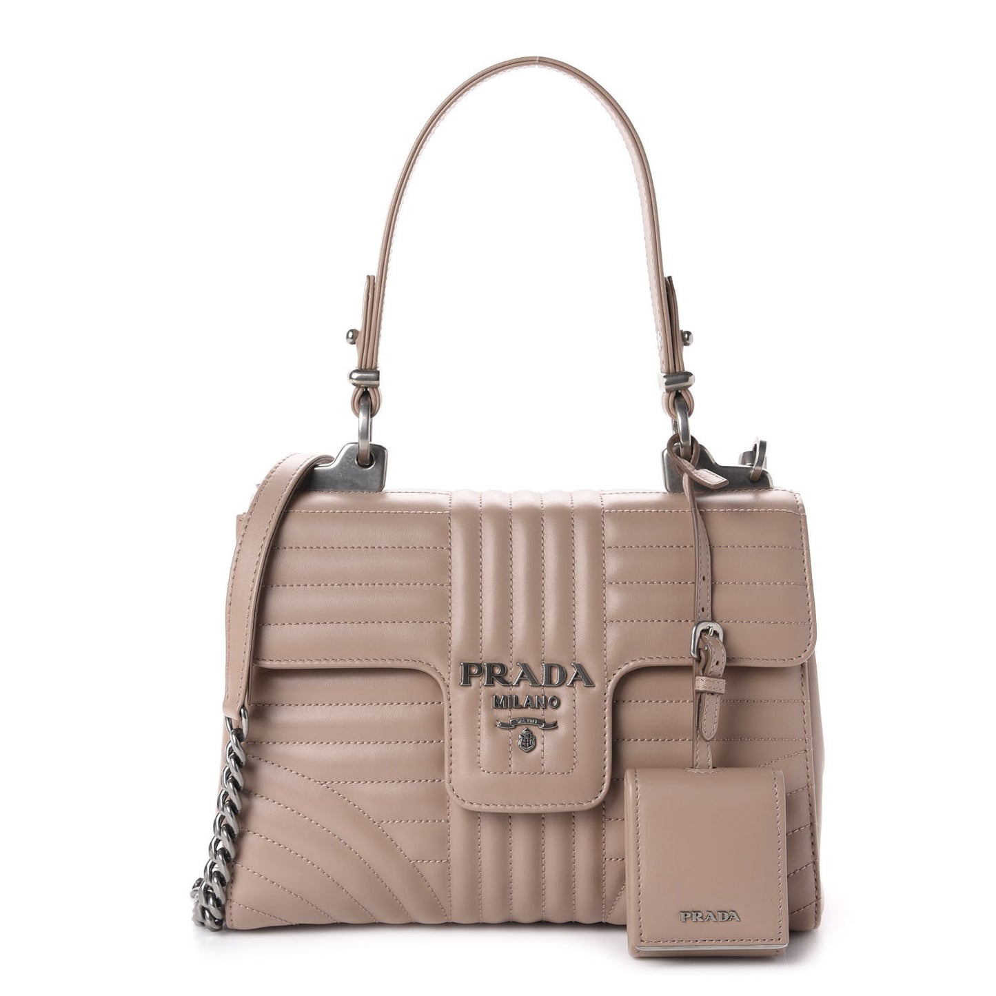 Soft Calfskin Impunture Diagramme Flap Top Handle Bag Cipria