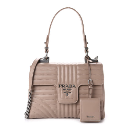 Prada Soft Calfskin Impunture Diagramme Flap Top Handle Bag Cipria 1 of 10