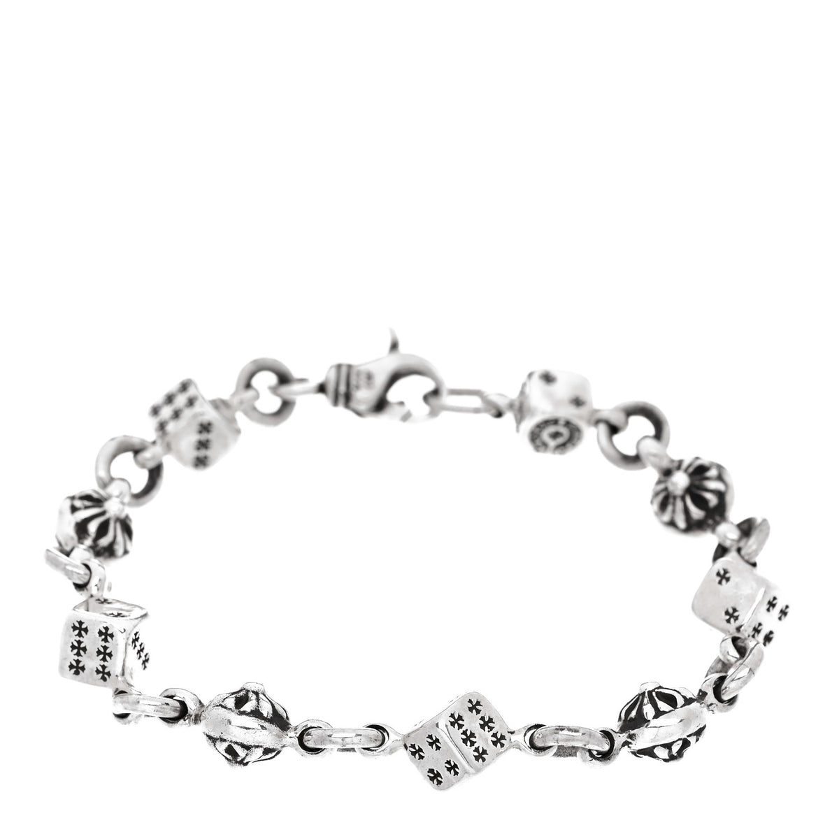 Chrome Hearts Sterling Silver Dice Cross Ball Bracelet 1 of 4