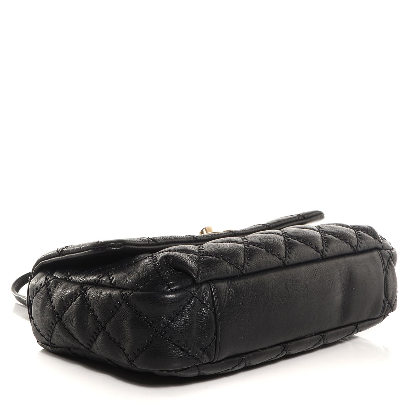Calfskin Quilted Retro Chain Flap Black